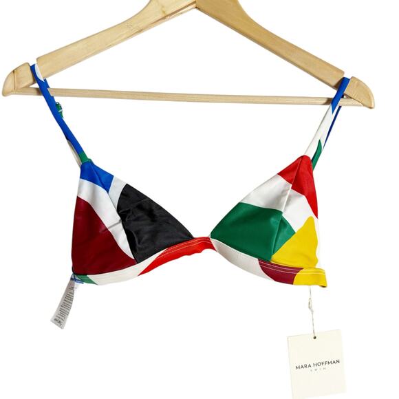 Mara Hoffman Astrid Multicolor UPF 50 Triangle Bikini Swimsuit Top Size Medium - Picture 1 of 5